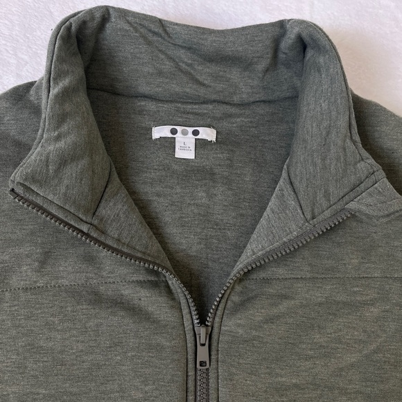 Three Dots Sz Large Sage Green Knit Material Lightweight Puffer Coat Athleisure - Picture 3 of 11